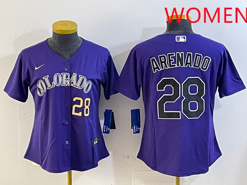 Women Colorado Rockies #28 Arenado Purple Game 2025 Nike MLB Jersey style 5->women mlb jersey->Women Jersey